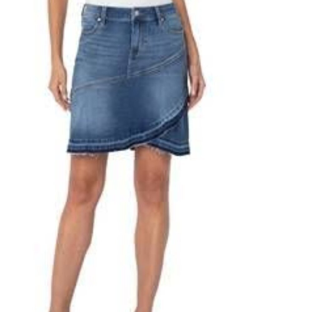 Liverpool Ruffle Denim Skirt 10